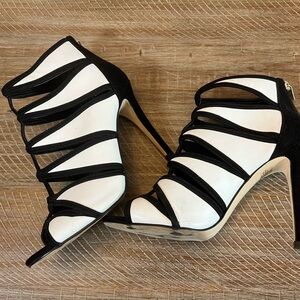Ivanka Trump Black and White Strappy Heels